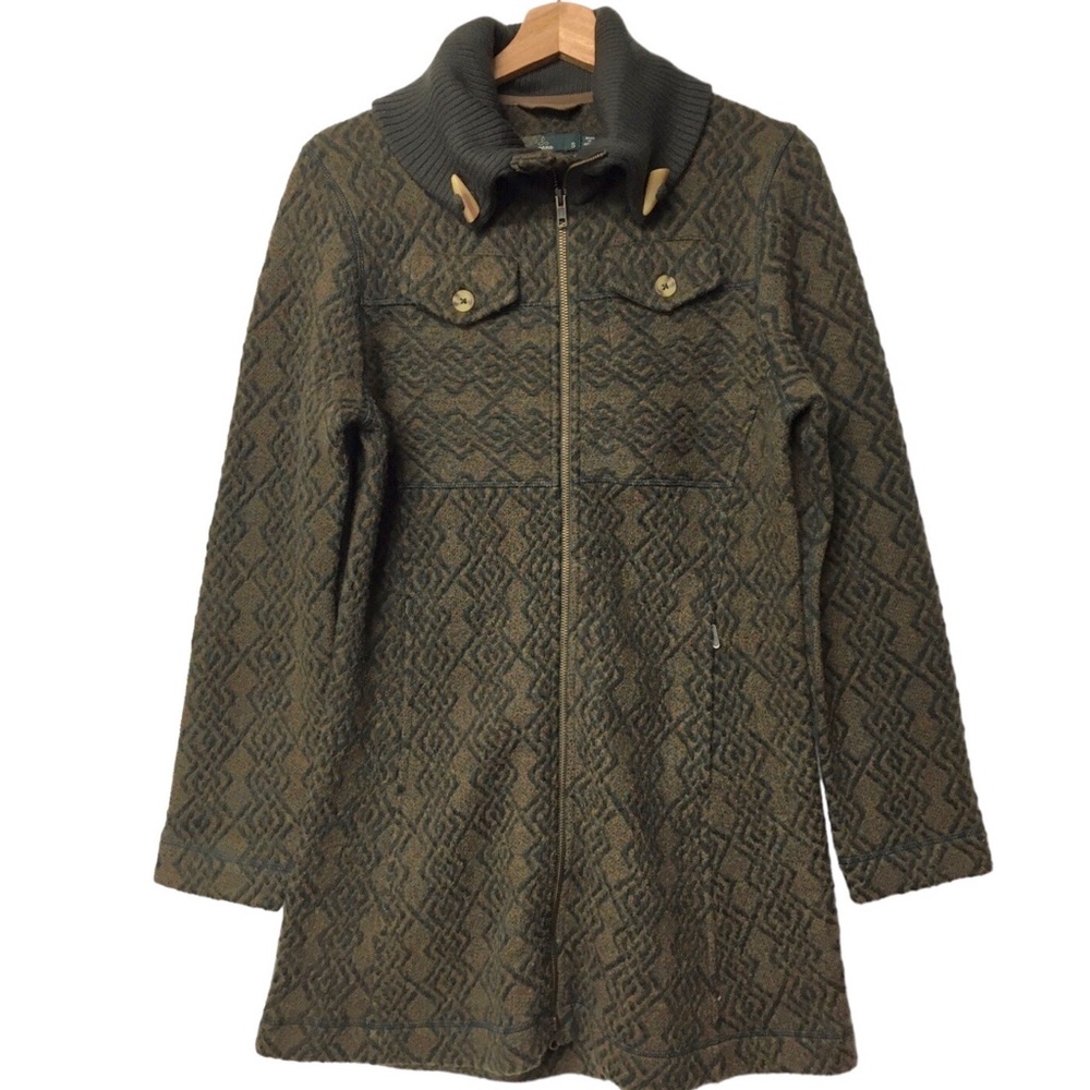 PRANA Annabel Wool Blends Jacket Green and Tan Size Small - Picture 3 of 17